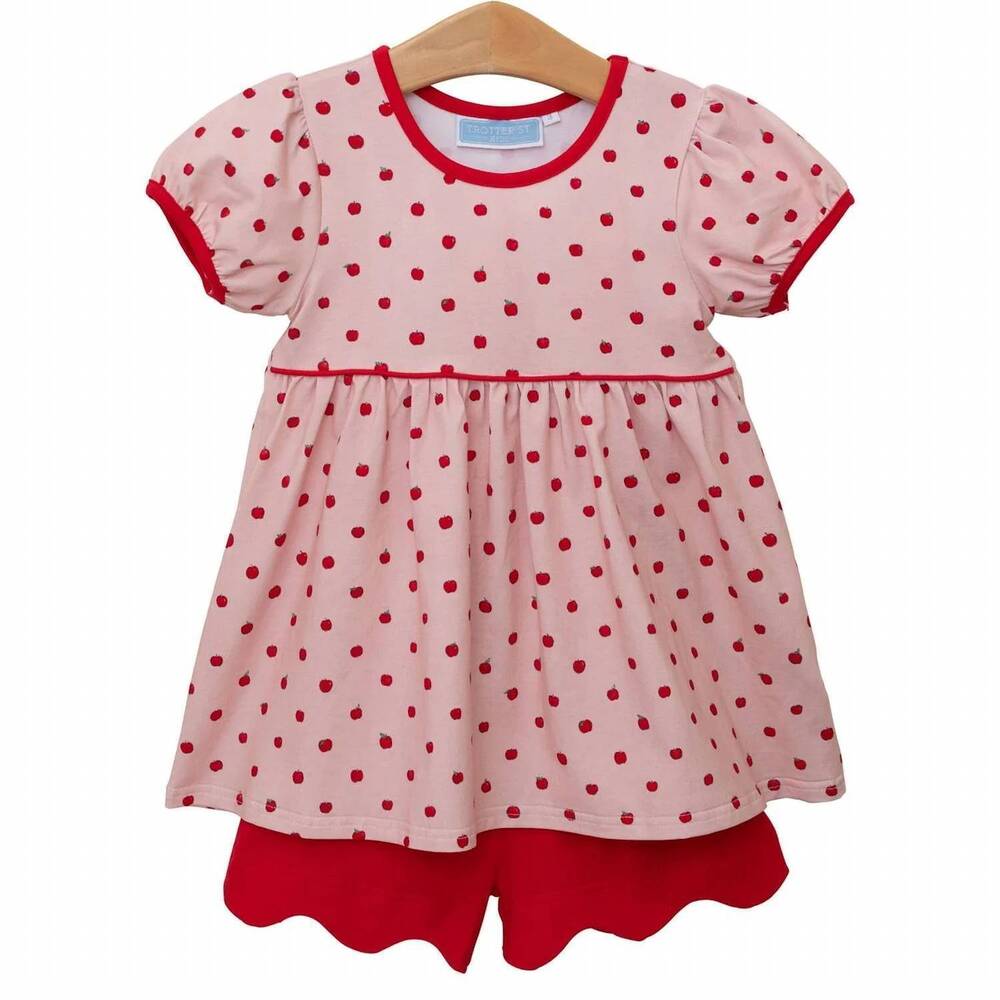 NEW TROTTER STREET KIDS girl's apple short set in pink